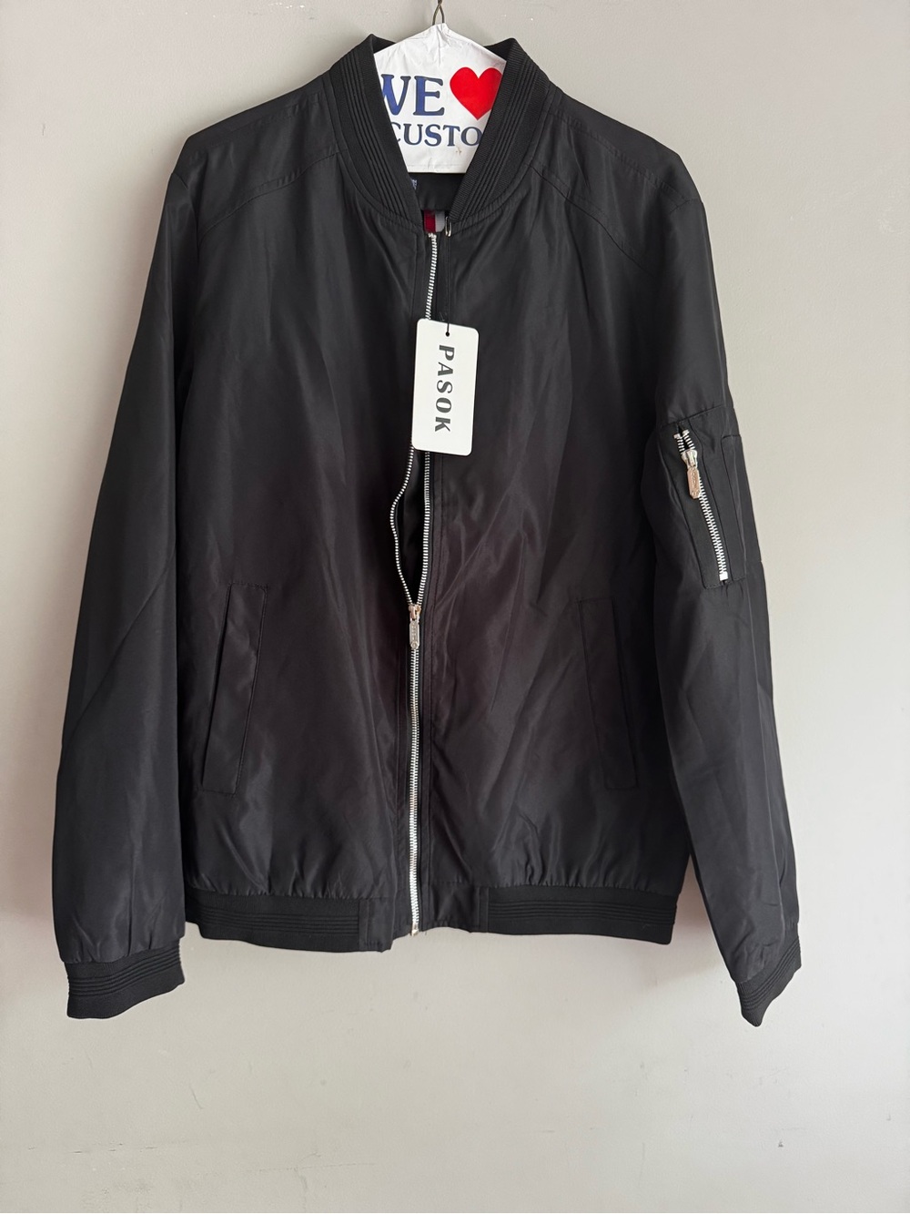Men’s Black Bomber Jacket — Lightweight Zip Front